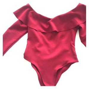 Akira never worn red off shoulder bodysuit
